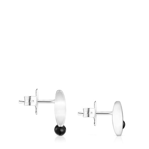 Boucles d’oreilles lune Magic Nature en argent et onyx