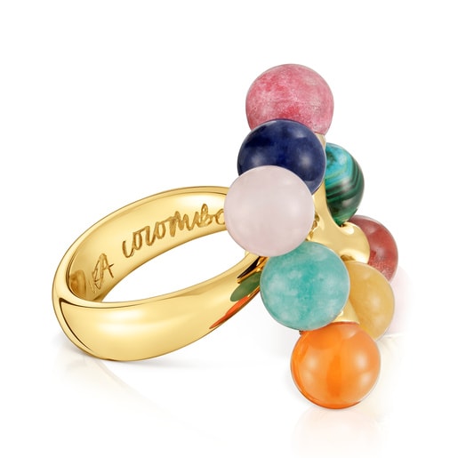 18kt gold plating over silver Ring with multicolored gemstones TOUS X LEA COLOMBO