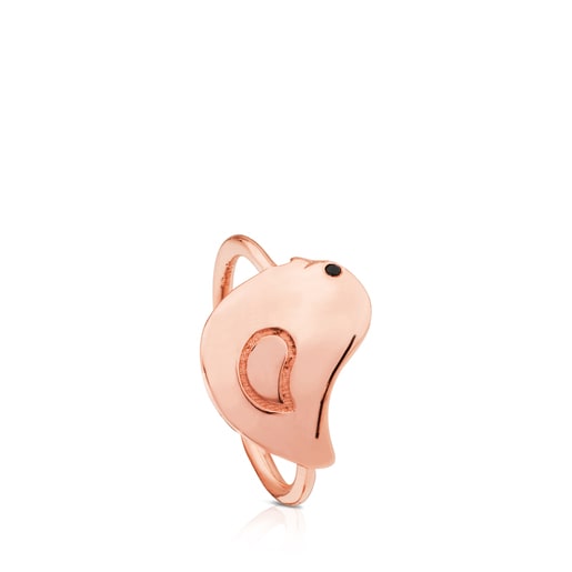 Rose Vermeil Silver Face Ring with Spinel