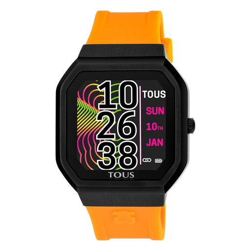 オレンジのシリコンストラップが付いた腕時計 B-Connect Smartwatch