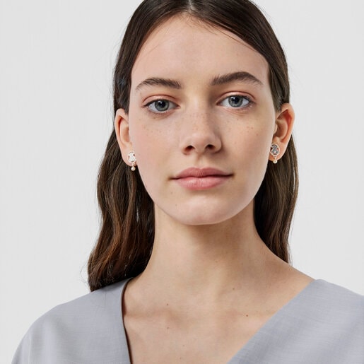 シルバーにパールが付いたピアス Camee