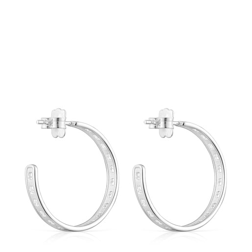 silver TOUS Bear Row hoop earrings with silhouette