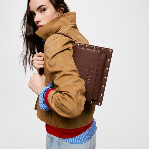 Medium brown Crossbody bag TOUS Audree Studs