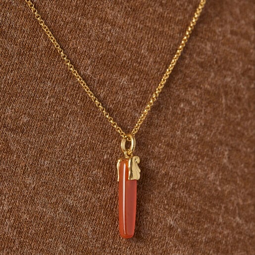 Silver vermeil Oceaan Color Pendant with carnelian