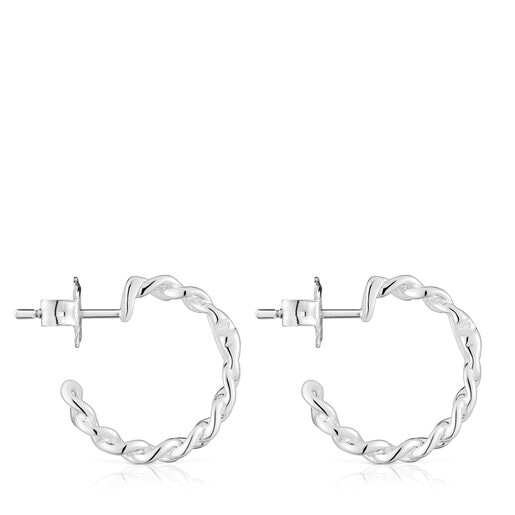 Boucles d’oreilles anneaux en argent avec motif ourson courtes Bold Motif