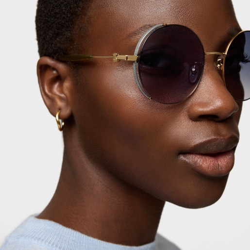 ブラウン サングラス Round Metal