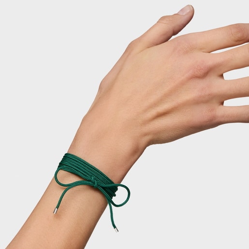 Collar largo de plata en color verde TOUS Basics