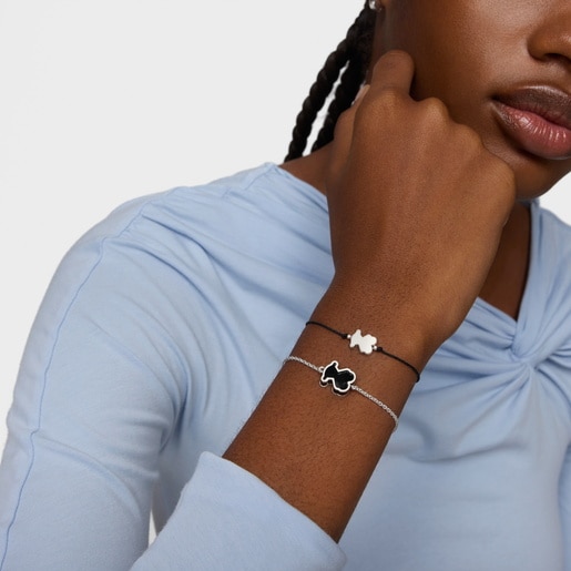 Silver and black acrylic glass Bracelet Galaxy