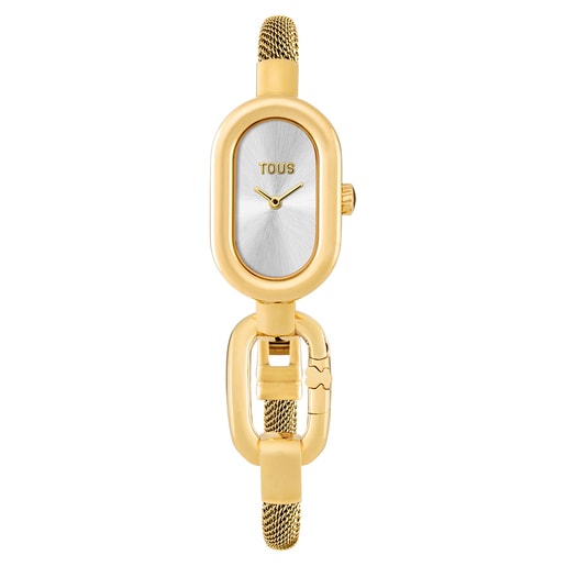 Reloj analógico/digital con brazalete de acero dorado TOUS Hold Oval