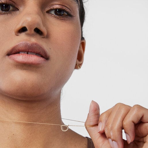 TOUS Hav necklace in gold with circle of diamonds