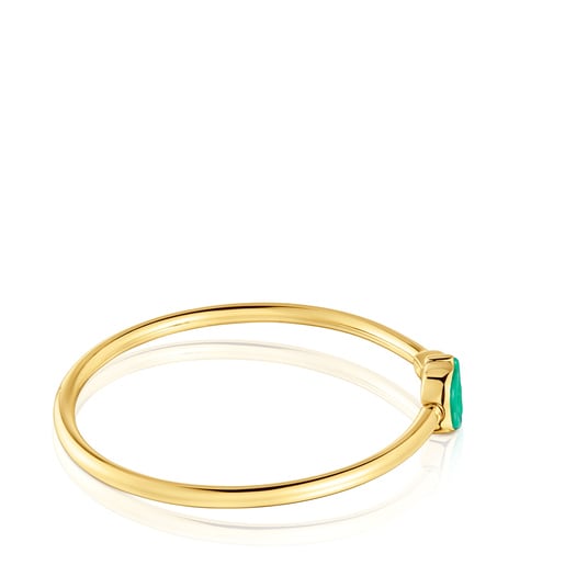 Bangle with 18kt gold plating over silver and green motif TOUS MANIFESTO