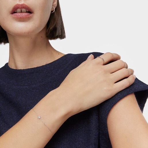 White-gold star Chain bracelet with diamonds TOUS Grain