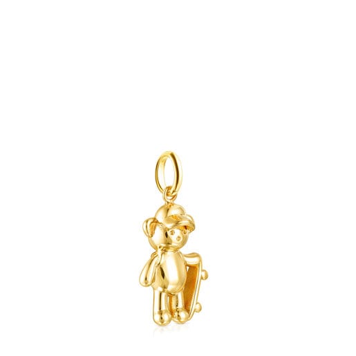 Pendentif Teddy Bear skate en Argent Vermeil