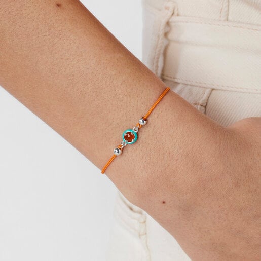 צמיד TOUS Vibrant Colors מחוט כתום עם קרנליאן ואמייל