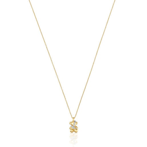 Short gold and diamonds bear Necklace Lligat | TOUS