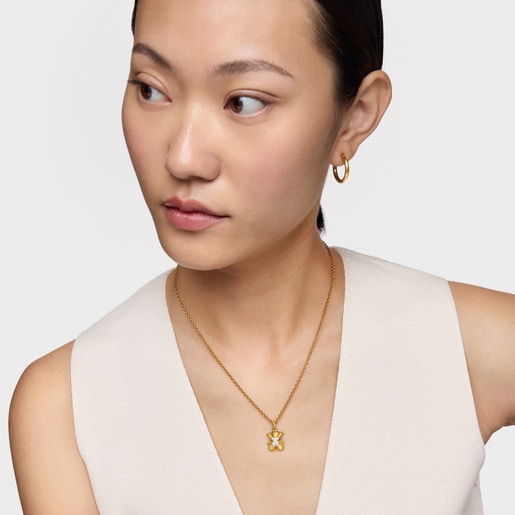 Projected-bear Pendant with 18kt gold plating over silver and diamonds TOUS Sweet 40s