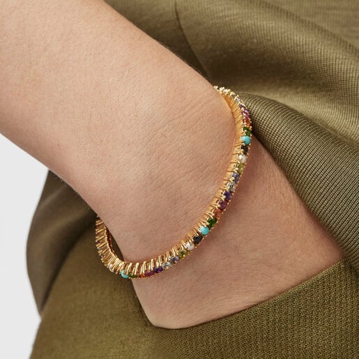 Silver Vermeil Straight Color Bracelet with Gemstones | TOUS