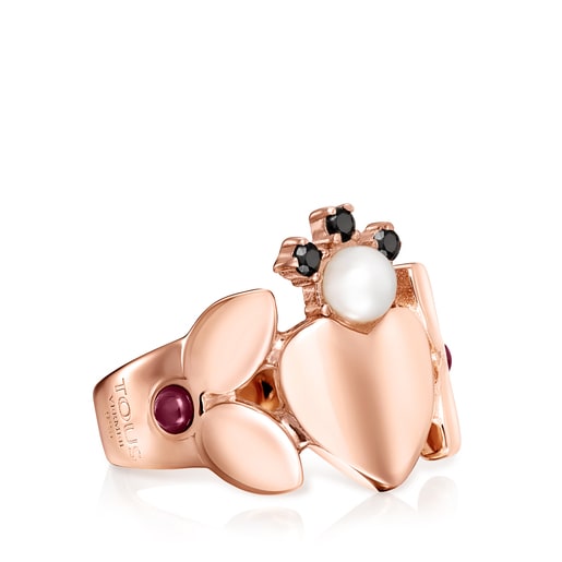 Rose Silver Vermeil Real Sisy Ring with Gemstones | TOUS