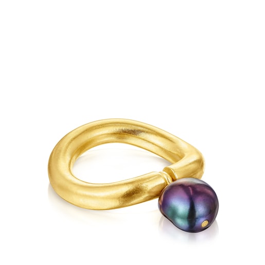 Silver vermeil Hav Ring with gray pearl