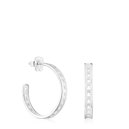 Silver TOUS Bear Row hoop earrings with bear silhouette