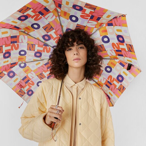 Paraguas plegable beige TOUS Mimic