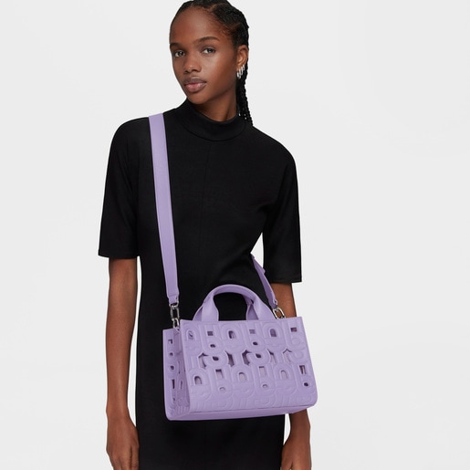 Μεσαίου μεγέθους τσάντα shopper Amaya TOUS MANIFESTO CUT σε σκούρο λιλά χρώμα