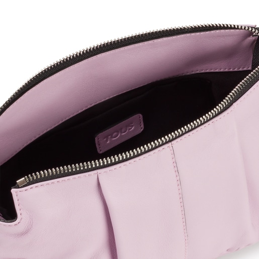 Średnia fiołkowo-różowa skórzana torebka przez ramię TOUS Soft