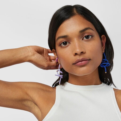 Lilac spiral and silver vermeil TOUS St. Tropez Caucho 1/2 Earring