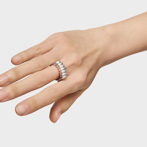Silver and silver vermeil Virtual Garden Bar ring