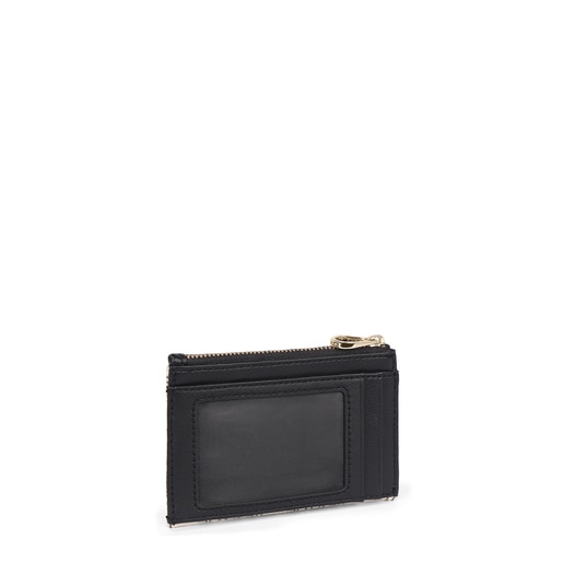 Beige-black Tous Logogram wallet-cardholder