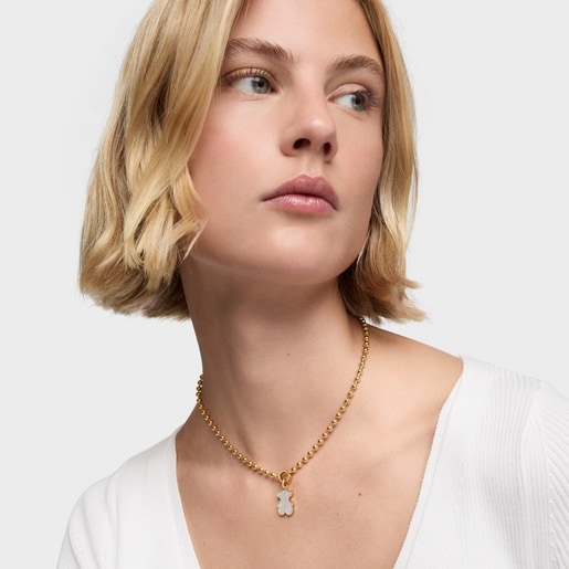 Dije oso con baño de oro 18 kt sobre plata y diamantes Sweet Dolls