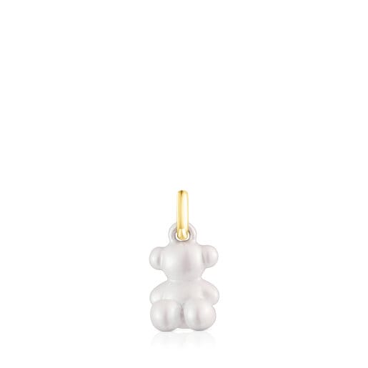 Colgante oso pequeño de acero en color blanco Virtual Garden