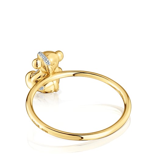 Μεσαίου μεγέθους δαχτυλίδι αρκουδάκι Lligat από χρυσό και διαμάντια