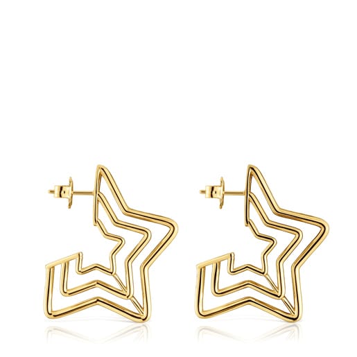 Bickie triple star Earrings with 18 kt gold plating over silver
