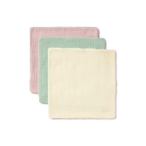 Set of 3 SMuse mini baby muslins in pink