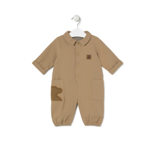 Footless baby playsuit in Brown beige