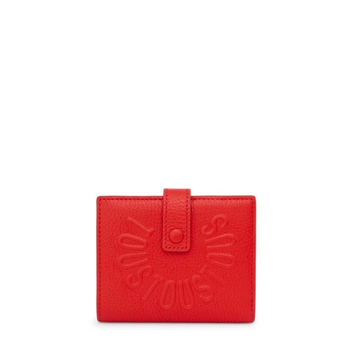 Červená kožená Peňaženka na karty s chlopňou TOUS Miranda