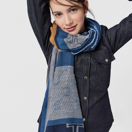 Orange Script soft jacquard Foulard