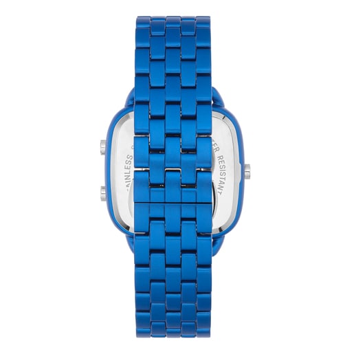 Reloj digital con brazalete de aluminio en color azul D-Logo