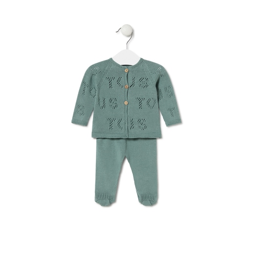 Knitted baby set in Tricot TOUS logo green