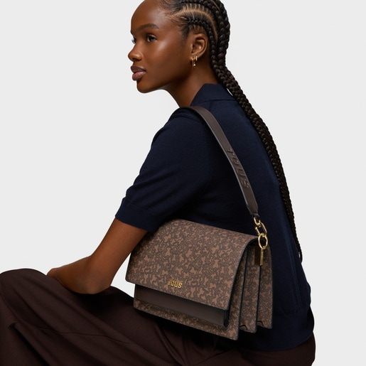 Bandolera mediana marrón Audree Kaos Mini Lines