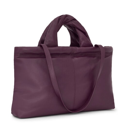 Burgundy-colored leather Shopping bag TOUS Dolsa