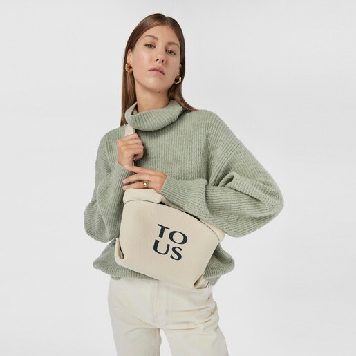 תיק סל TOUS Balloon קטן מעור בצבע בז'