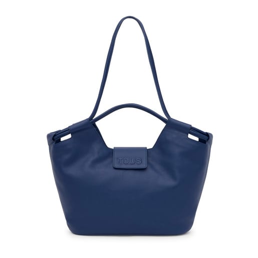 Large navy blue leather Tote bag TOUS Sun