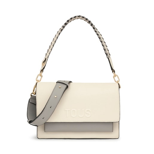 Medium beige and gray Crossbody bag Audree Saffiano