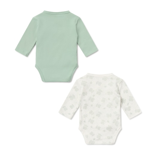 Pack of wrap-over baby bodysuits in Illusion mist