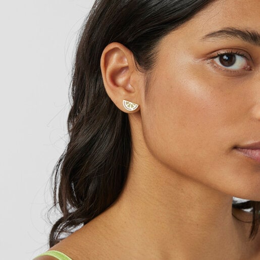 13-mm silver vermeil TOUS St. Tropez Cup Earrings with enamel