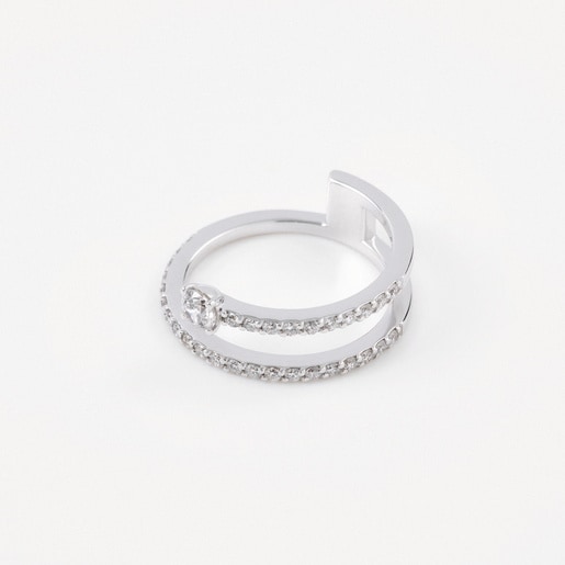 Anillo doble de oro blanco con diamantes TOUS ATELIER