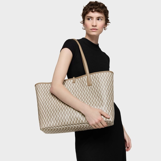 حقيبة أحمال خفيفة كبيرة الحجم بوجهين مزدوجة الاستخدام باللون البيج من تشكيلة TOUS Bear