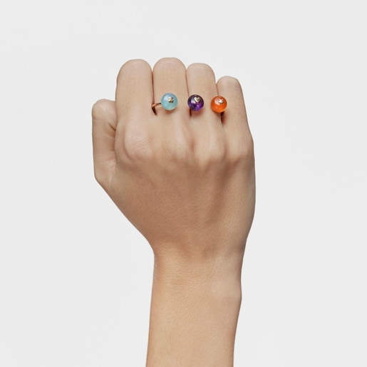 Gold and gemstones double Open ring TOUS Balloon